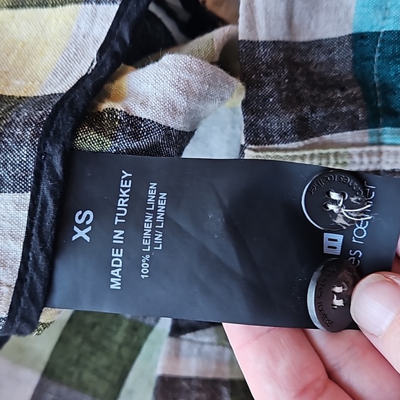 Hannes Roether Colorful Gingham Wide Leg 100% Linen Pants XS - Picture 7 of 10